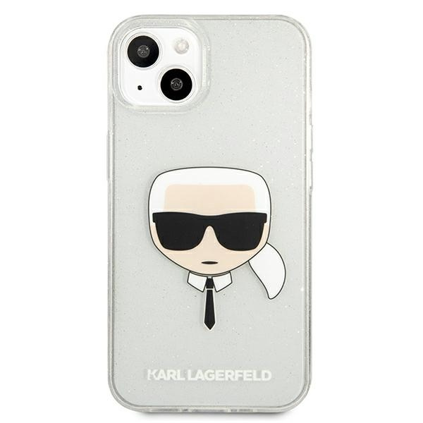 Cover KARL LAGERFELD Apple iPhone 13 Mini Glitter Karl's Head Silver Hardcase