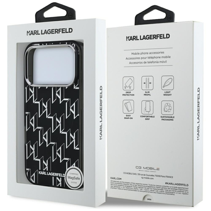 Etui Karl Lagerfeld IML KL Monogram      MagSafe do iPhone 17 Pro czarny