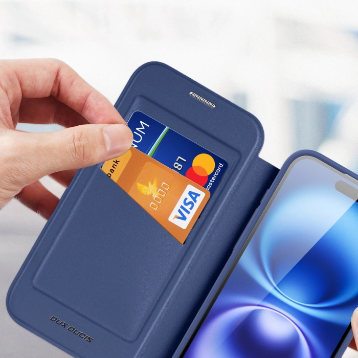 Dux Ducis Skin X Pro iPhone 17 Hülle mit Wallet, MagSafe kompatibel - Blau