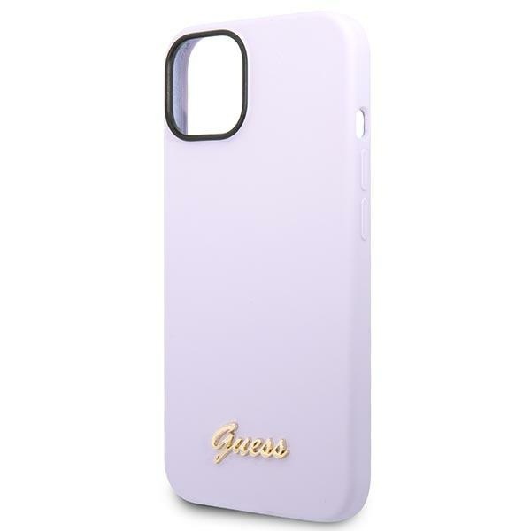 Hülle Guess iPhone 14 6.1" lila/violett hart case Silikon Vintage Gold Logo