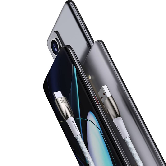 Cable de carga rápida Baseus Glimmer Series USB-A - USB-C 100W 480Mbps 1m blanco