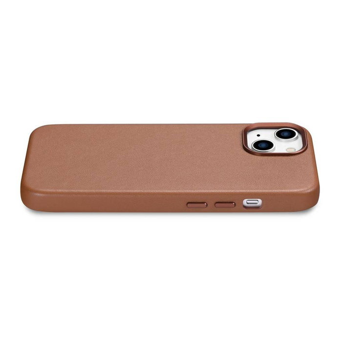 Kožený kryt iCarer Case z pravé kůže pro iPhone 14 hnědý (WMI14220705-BN) (kompatibilní s MagSafe)