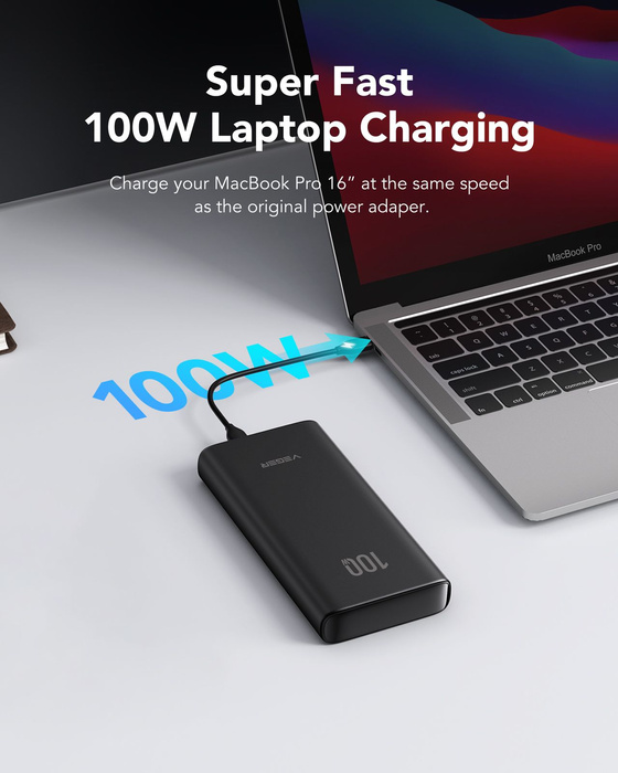 Powerbank Veger T100 (W2032C-100) PD QC3.0 5A 100W 20000 mAh czarny