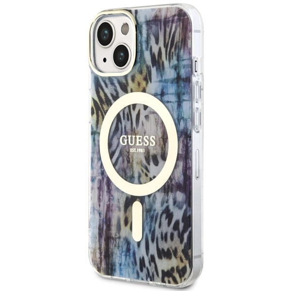 Funda Guess GUHMP14SHLEOPWB iPhone 14 6.1" azul/azul durocase Leopardo MagSafe Case