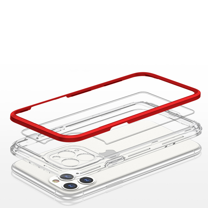 Clear 3in1 coque pour iPhone 11 Pro gel cover with frame red