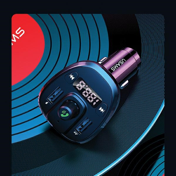 USAMS Freisprecheinrichtung mit FM-Transmitter Bluetooth 5.0 MP3-Player Ladegerät 2xUSB 3.4A C21 CC115GC01 US-CC115 Schwarz