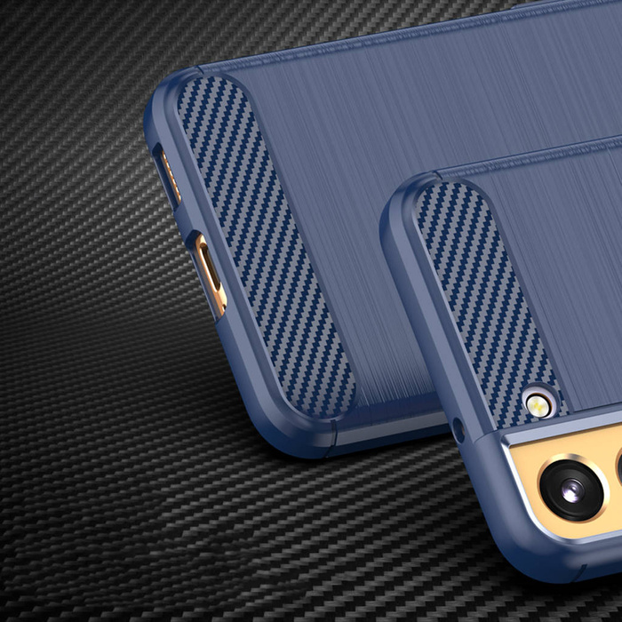 Carbon Case für Samsung Galaxy S23+ flexible Silikon-Carbon-Hülle blau