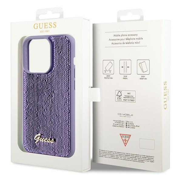 Etui Guess GUHCP15XPSFDGSU iPhone 15 Pro Max 6.7" fioletowy/purple hardcase Sequin Script Metal Case