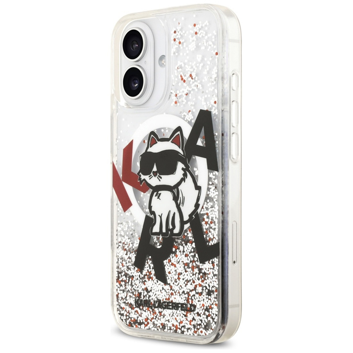 Etui Karl Lagerfeld Liquid Glitter       Choupette Logo MagSafe do iPhone 17 przezroczysty