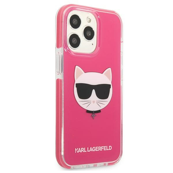Hülle KARL LAGERFELD Apple iPhone 13 13 Pro Choupette Kopf Fuchsia Rosa Hartcase