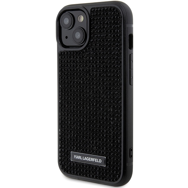 Karl Lagerfeld KLHCP15SHDSPLK iPhone 15 6.1" negro/negro durocase Rhinestone Logo Metal Plate