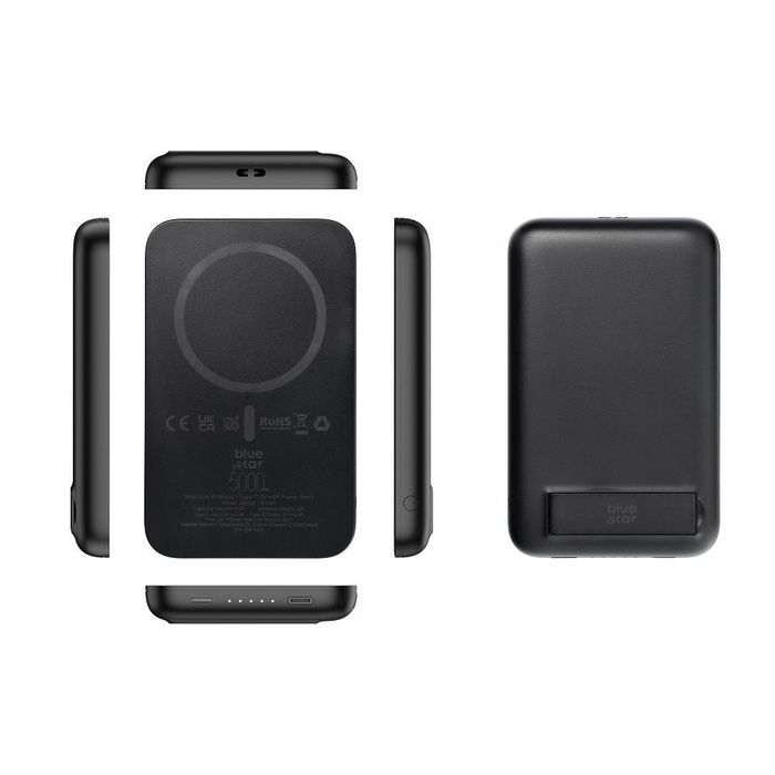 Powerbank zgodny z MagSafe Blue Star W0553 2A 5W 5000 mAh czarny