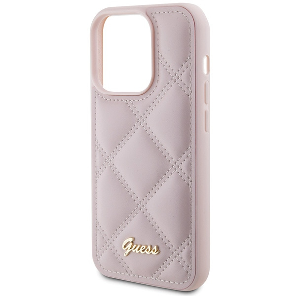 Etui Guess GUHCP15XPSQSQSP iPhone 15 Pro Max 6.7" różowy/pink hardcase Quilted Metal Logo Case