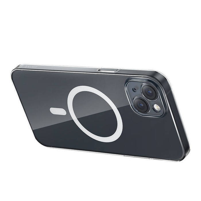 Phone case Baseus Magnetic Crystal Clear for iPhone 13 (transparent) with all-tempered-glass screen protector and cleaning kit