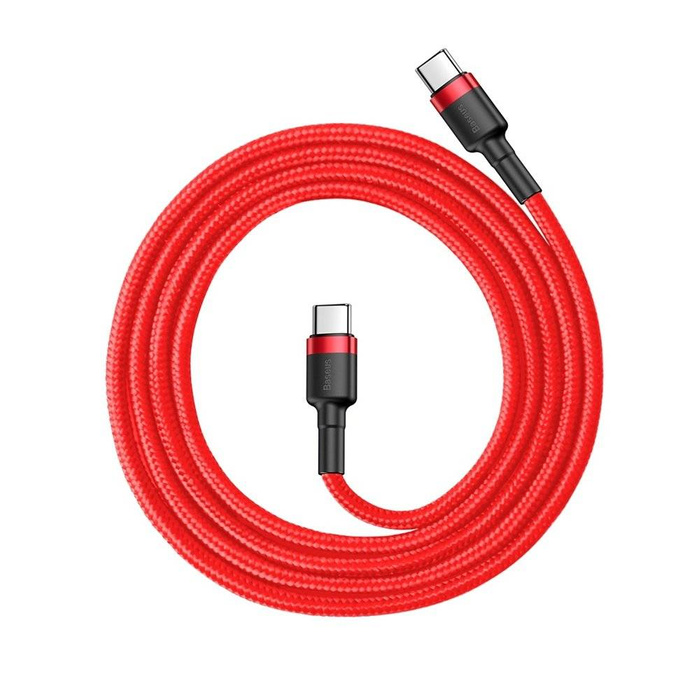 Câble Baseus Cafule Cordon en nylon durable USB-C PD / USB-C PD PD2.0 60W 20V 3A QC3.0 1M Rouge (CATKLF-G09)