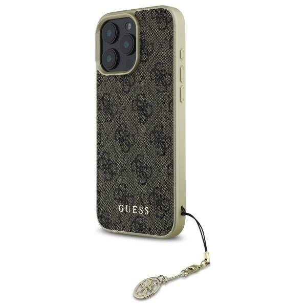 Etui Guess iPhone 16 Pro brązowy/brown hardcase 4G Charms Collection