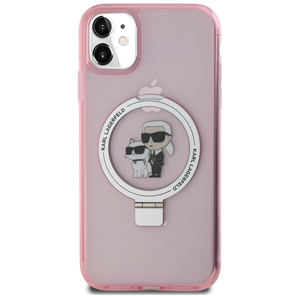 Etui Karl Lagerfeld KLHMN61HMRSKCP iPhone 11 / Xr 6.1" różowy/pink hardcase Ring Stand Karl&Choupettte MagSafe Case
