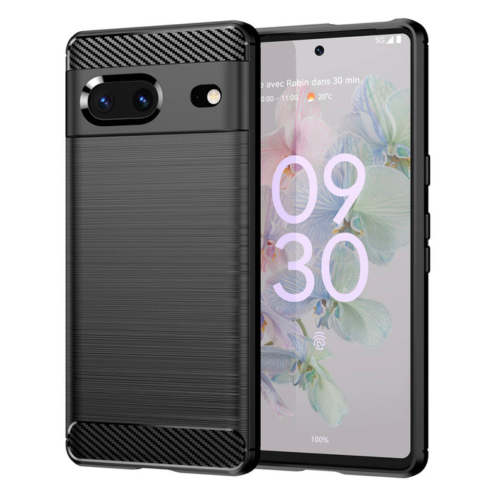 Carbon Case flexible hülle Abdeckung Google Pixel 7 schwarz