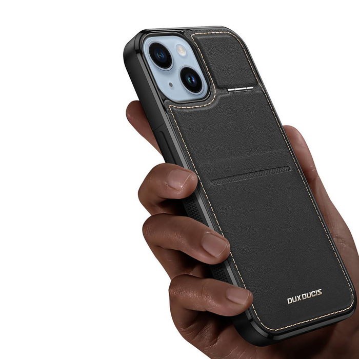 3in1 Wallet Case with Stand for iPhone 15 MagSafe RFID Blocking Dux Ducis Rafi Mag - Black