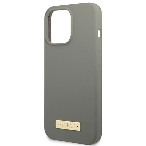 Case GUESS Apple iPhone 13 Pro Max Silicone Logo Plate MagSafe Grey Hardcase