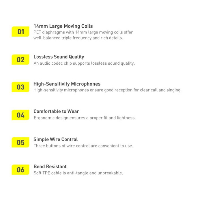 Casque filaire minijack Baseus Encok H17 3,5 mm blanc (NGCR020002)