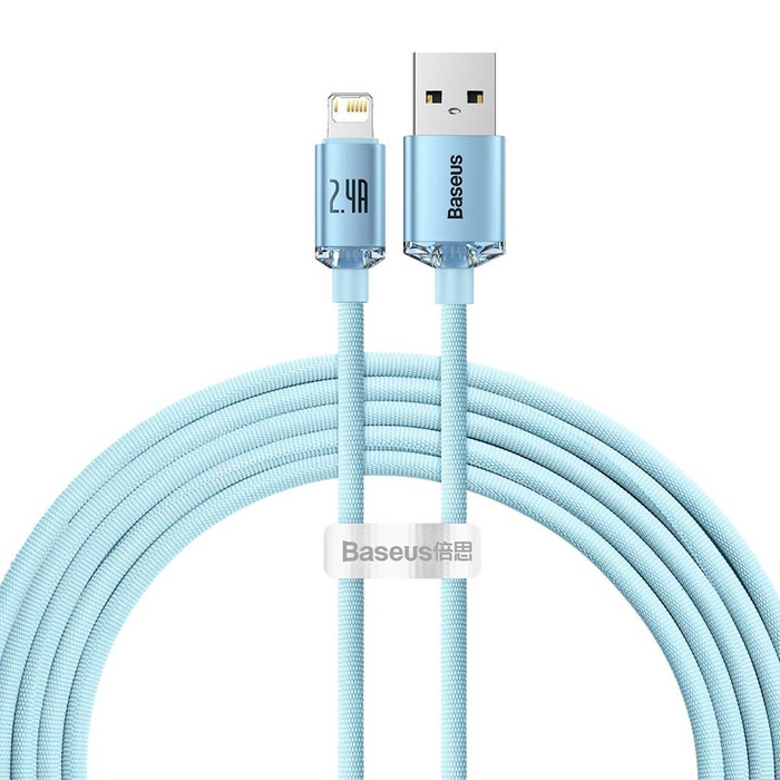 Baseus Crystal Shine Series USB-Kabel - Lightning 2,4A 20W 2m blau (CAJY001203)