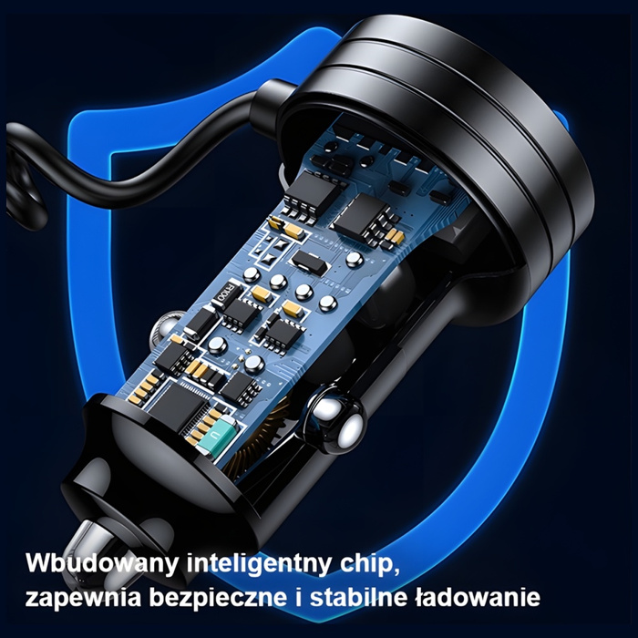 USAMS Charg. sam. 2xUSB-C 1xUSB-A C33 60W s pružinovým kabelem Fast Charge černá/černá CC167CC01 (US-CC167)