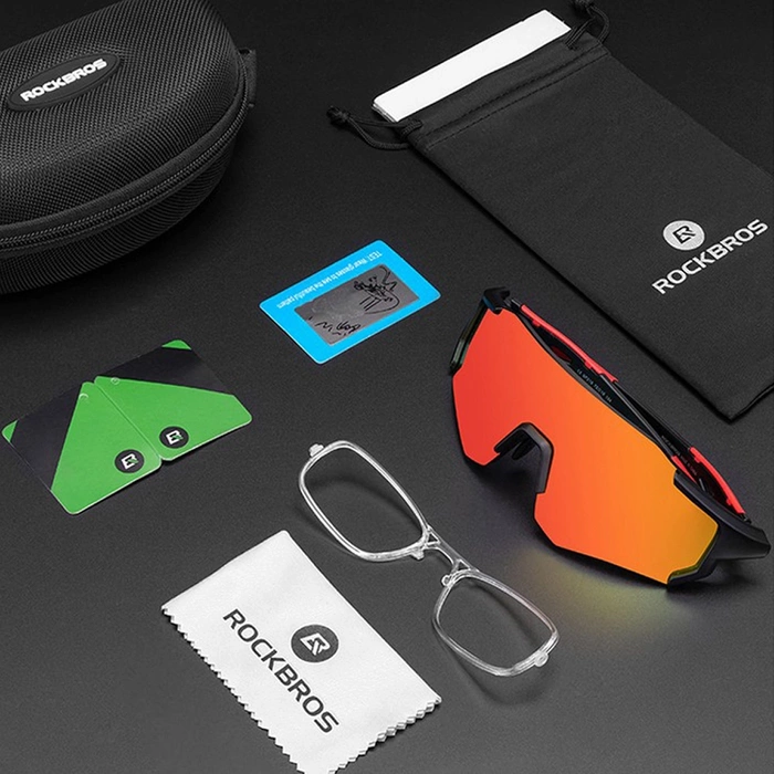 Lunettes de vélo polarisantes Rockbros 10182 - rouge