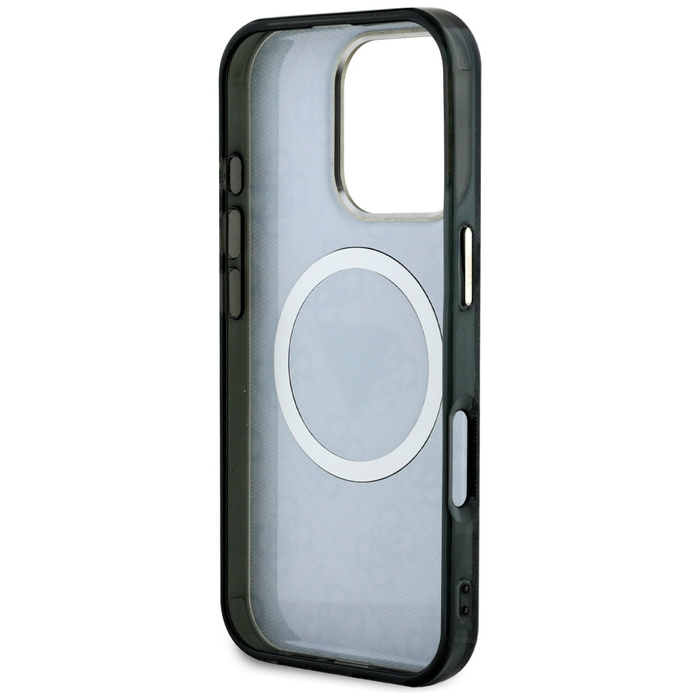 Etui Guess IML Metal Glitter 4G Circle   Triangle MagSafe do iPhone 16 Pro Max czarny