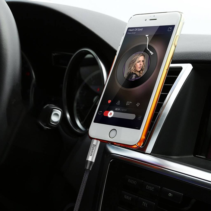 Baseus Yiven M30 Stereo-AUX-Audiokabel 3,5-mm-Klinkenstecker 1,5 m silber-schwarz (CAM30-CS1)