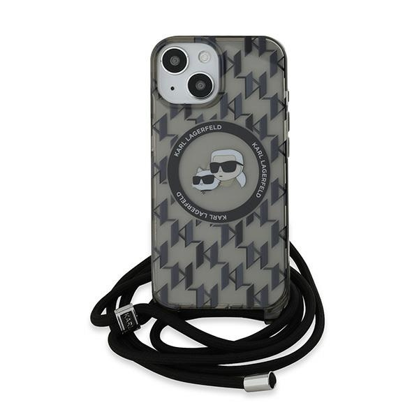 Etui Karl Lagerfeld KLHMP15SHCKCKLCK iPhone 15 / 14 / 13 6.1" czarny/black hardcase IML Crossbody Monogram Karl & Choupette Head MagSafe