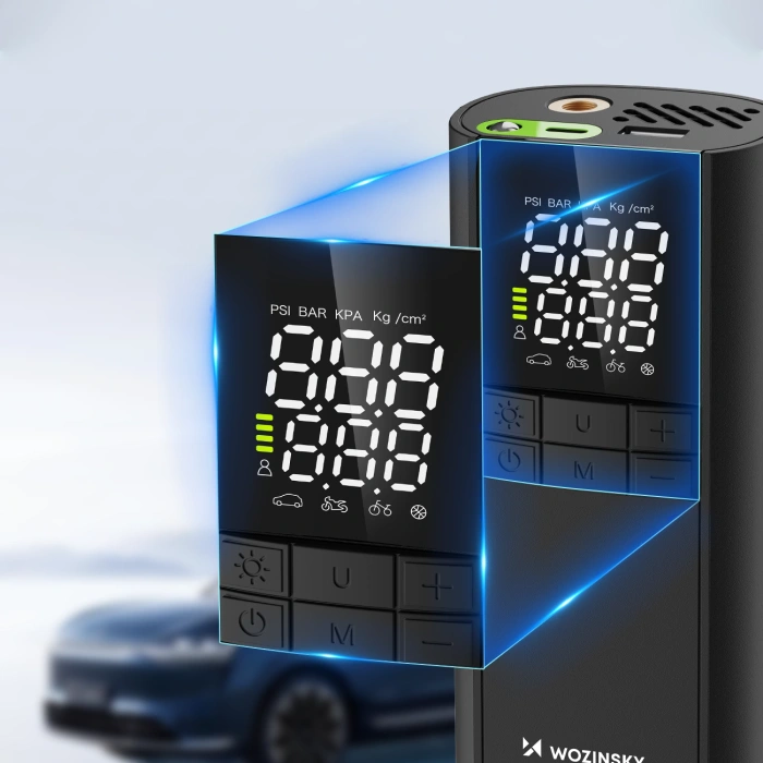 Kompresor Wozinsky WPEP-8000 pompka elektryczna powerbank 8000mAh latarka - czarny