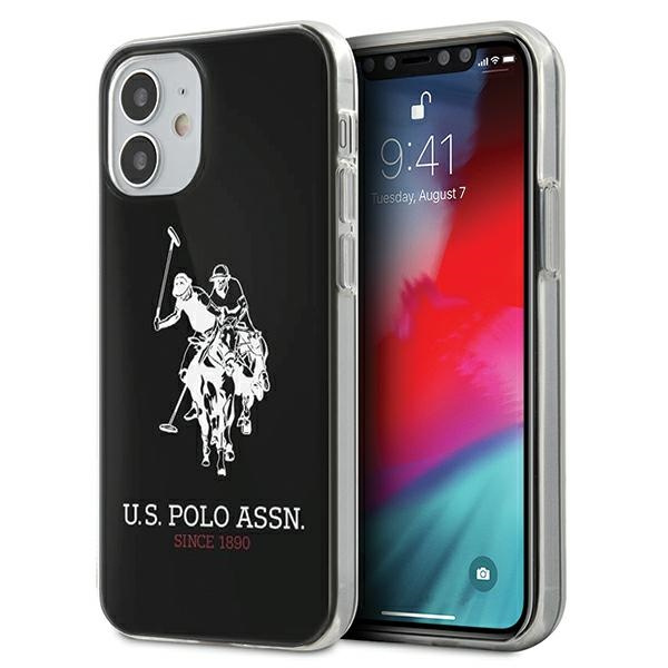 Hülle US POLO Apple iPhone 12 Mini Glänzend Großes Logo USHCP12STPUHRBK Schwarzes Gehäuse