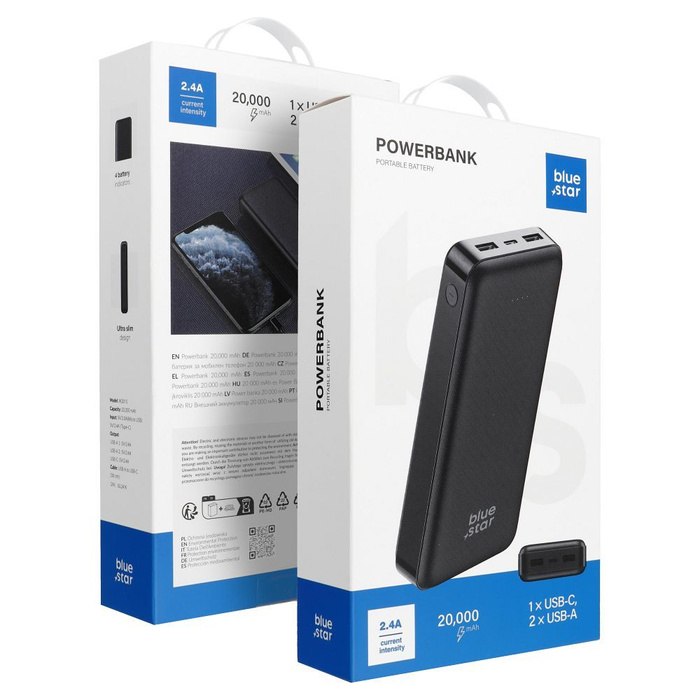 Powerbank Blue Star 20000 mAh 2.1A W2015 czarny