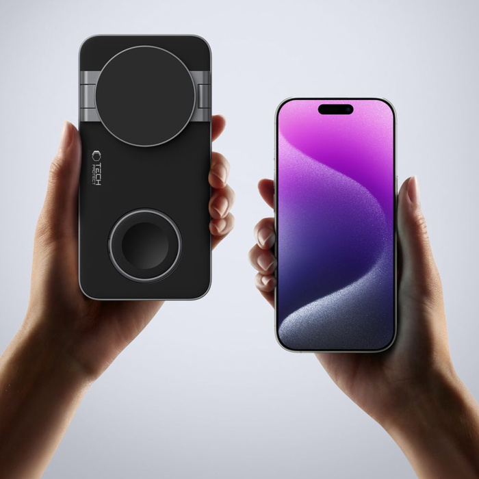 TECH-PROTECT QI15W-A47 3IN1 MAGNETIC MAGSAFE WIRELESS CHARGER BLACK