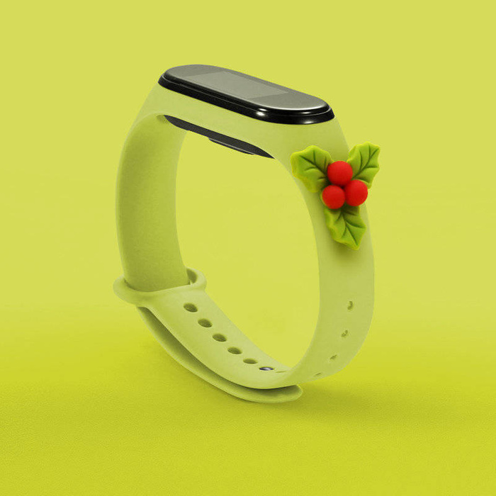 Cinturino Natale Cinturino per Xiaomi Mi Band 4 / Mi Band 3 Cinturino in silicone natalizio Bracciale verde (vischio)