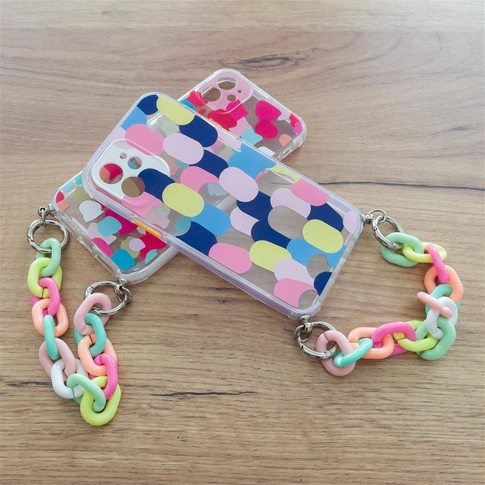 Color Chain Case gel elastic case with chain pendant chain for iPhone 8 Plus / iPhone 7 Plus multicolor
