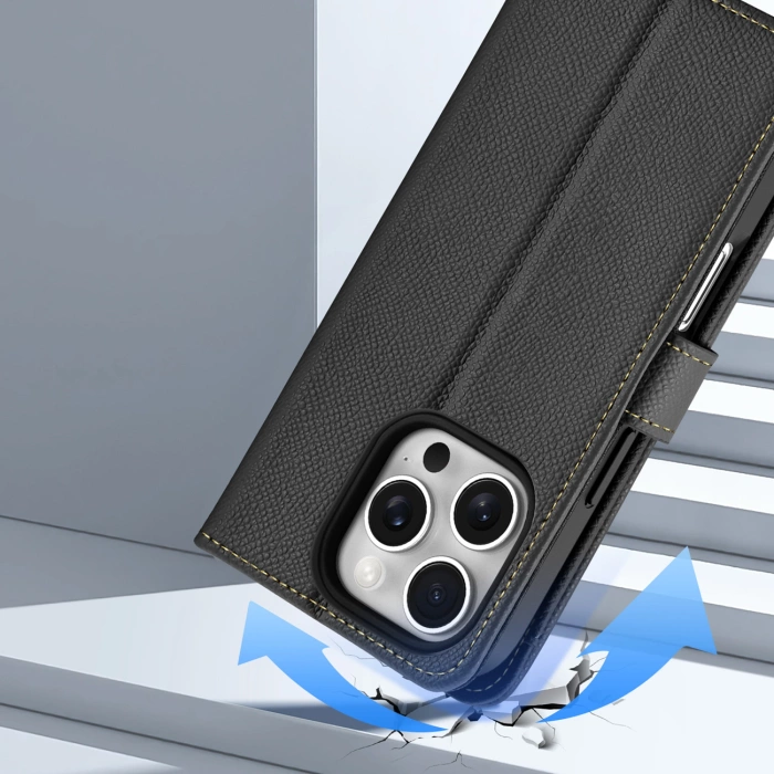 Dux Ducis Lawa Lederhülle für iPhone 16 Pro Max - Schwarz