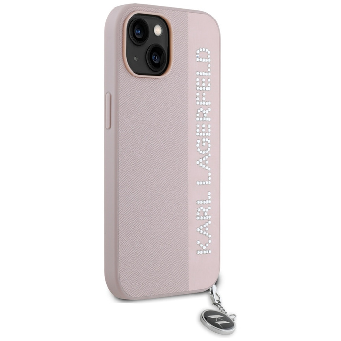 Karl Lagerfeld KLHCP15SPSAKDGCP iPhone 15 / 14 / 13 6.1" różowy/pink hardcase Saffiano Rhinestones & Charm