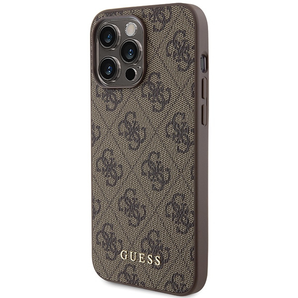 Etui Guess GUHCP15XG4GFBR iPhone 15 Pro Max 6.7" brązowy/brown hard case 4G Metal Gold Logo Case