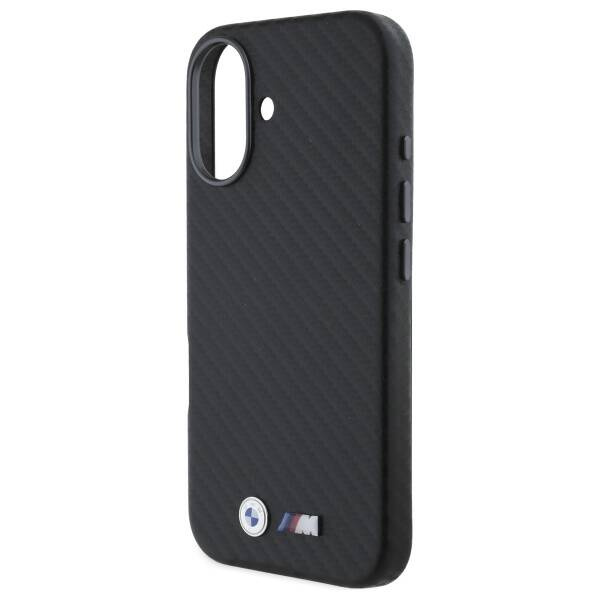 Coque BMW iPhone 16 noir/noircase Carbon Wrapped Metal