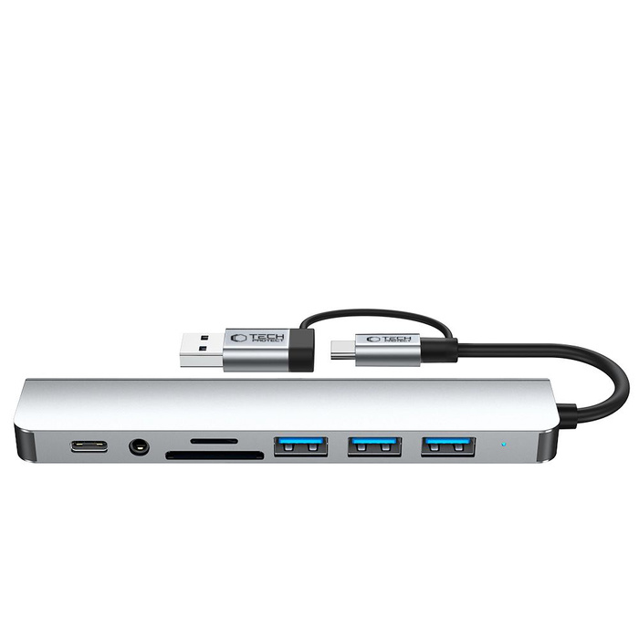 TECH-PROTECT HB06 HUB ADAPTER 9IN1 TYPE-C + USB2.0 + USB3.0 + SD/TF + AV3.5 SPACE GREY