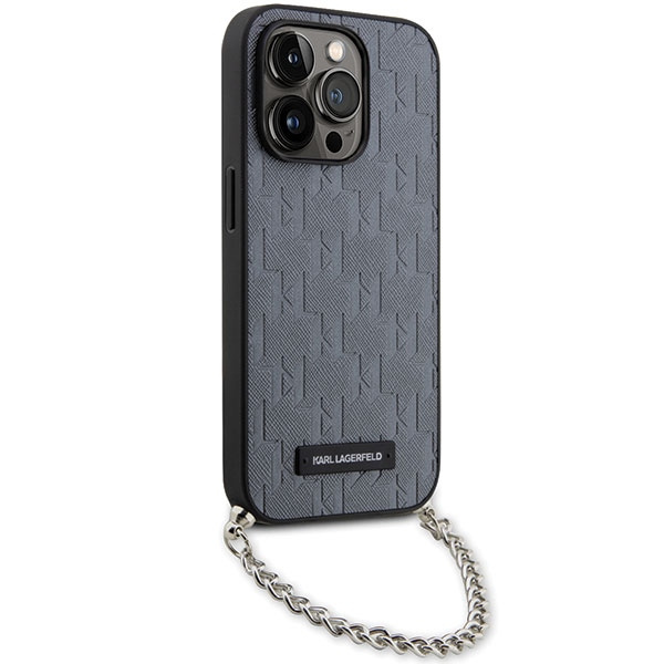 Case Karl Lagerfeld KLHCP14XSACKLHPG iPhone 14 Pro Max 6.7" silver/silver hardcase Saffiano Monogram Chain Case