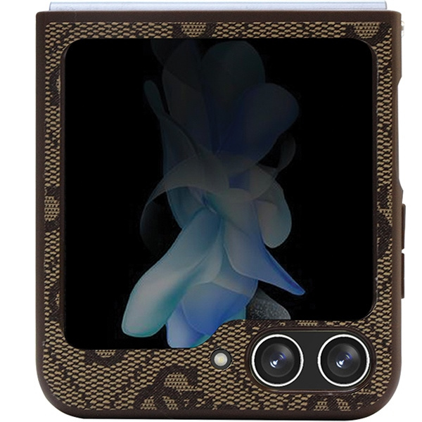 Case Guess GUHCZF5P4TDPW F731 Galaxy Z Flip5 brown/brown hardcase Leather 4G Triangle Strass Case