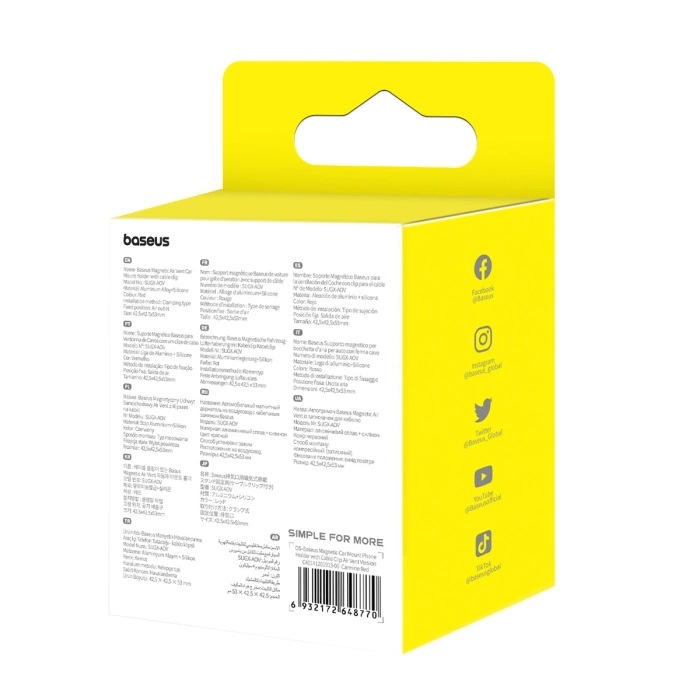 Baseus C40141201913-00 magnetický držák do auta do ventilace - červený