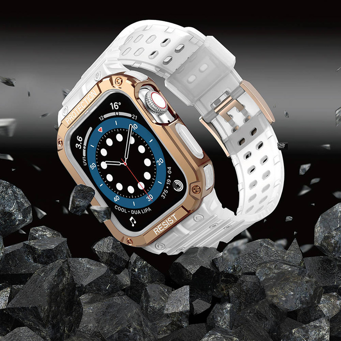 Ochranný řemínek s pouzdro pro hodinky Watch 7 / 6 / 5 / 4 / 3 / 2 / SE (45 / 44 / 42mm) pouzdro pancéřový kryt hodinek růžový