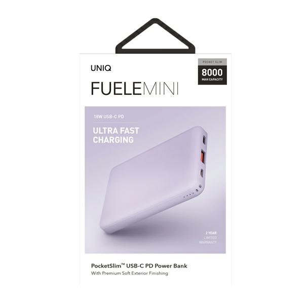 Powerbank UNIQ USB-C 8000mAh Fuele Mini 18W PD Fast Charge Lavender