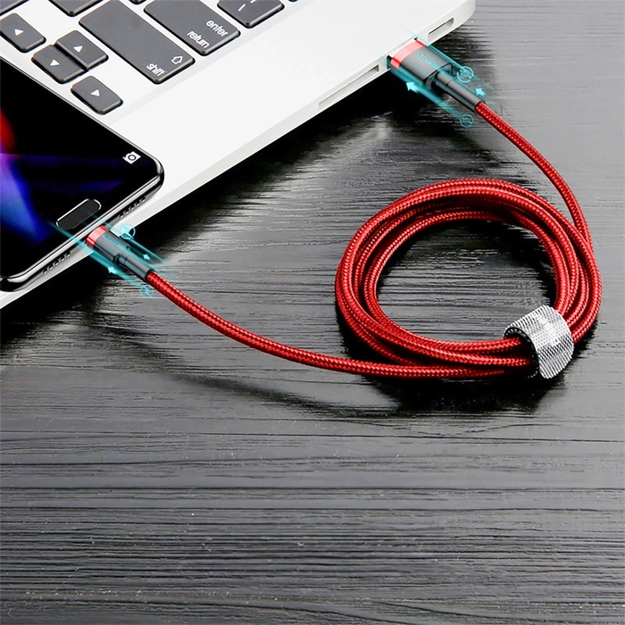 Baseus Cafule Cable Durable Nylon Braided Wire USB / USB-C QC3.0 3A 0,5M red (CATKLF-A09)
