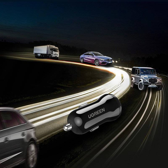 Ugreen nabíječka do auta 2x USB 24W 4,8 A (2x 2,4 A) černá (50875)