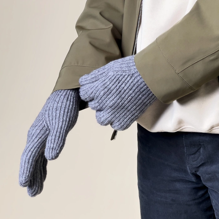 Guantes telefónicos trenzados con aberturas para los dedos - gris